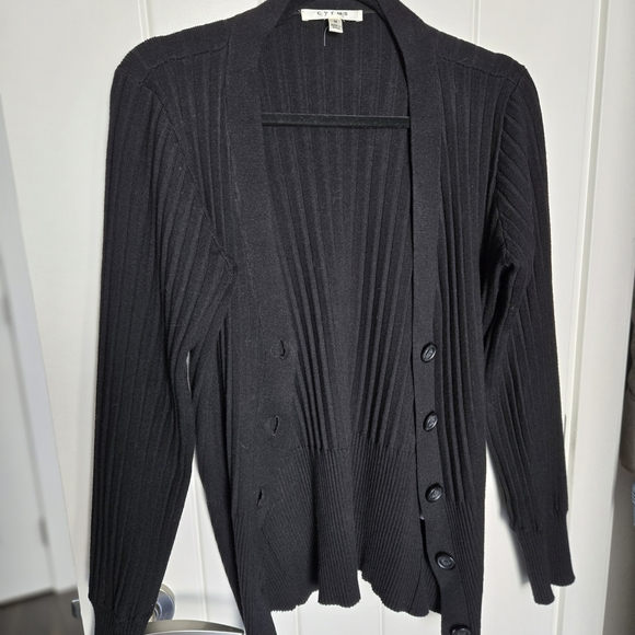 Cyrus Black Ribbed Cardigan Sweater - Picture 3 of 8
